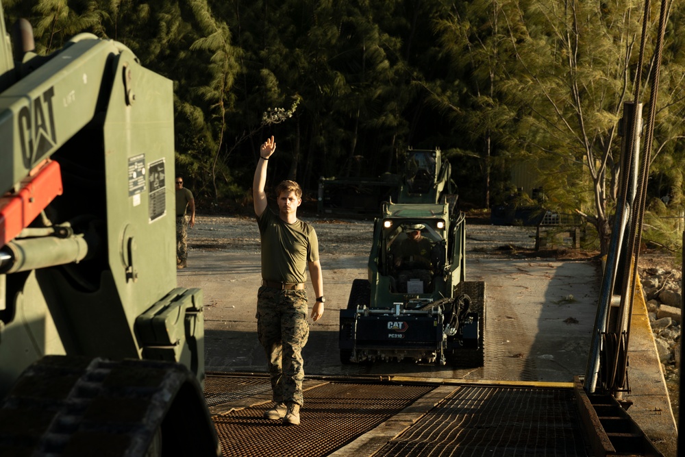 U.S. Marines with 2nd MAW offload equipment and supplies in the Bahamas