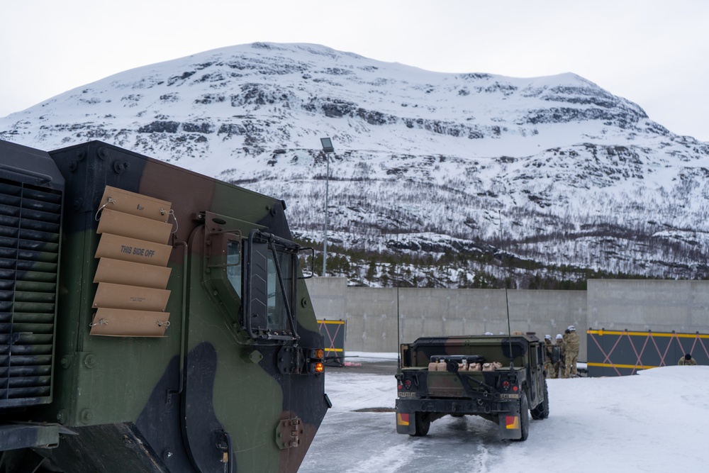 41st Field Artillery Brigade establish an ammunition holding area during Joint Viking 25 in Norway