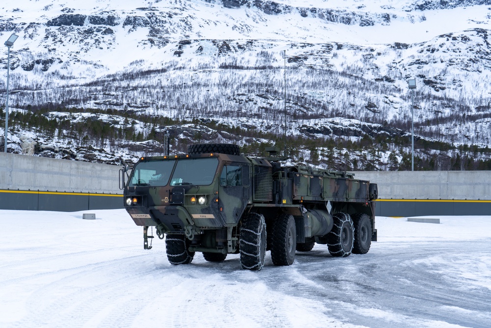 41st Field Artillery Brigade establish an ammunition holding area during Joint Viking 25 in Norway