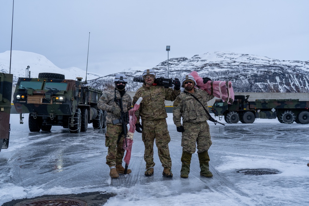 41st Field Artillery Brigade establish an ammunition holding area during Joint Viking 25 in Norway