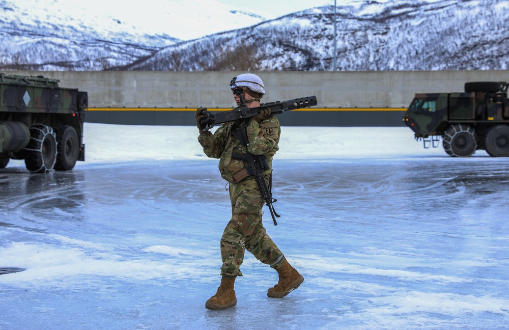 MLRS Battalion conducts ammunition holding area operations in arctic conditions during exercise in Norway