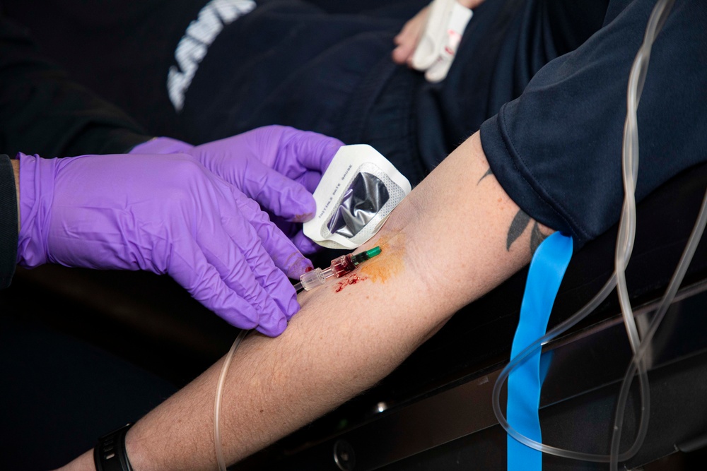 Sailors and staff with U.S. Fleet Forces, Naval Medical Forces Atlantic, and Naval Air Force Atlantic conduct Quality Medical Assist Visit aboard USS Gerald R. Ford (CVN 78)