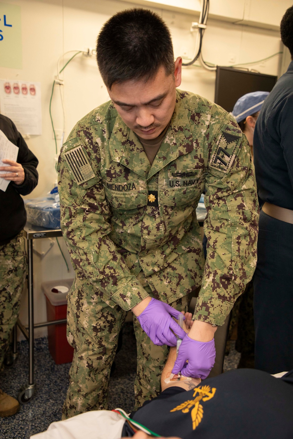 Sailors and staff with U.S. Fleet Forces, Naval Medical Forces Atlantic, and Naval Air Force Atlantic conduct Quality Medical Assist Visit aboard USS Gerald R. Ford (CVN 78)