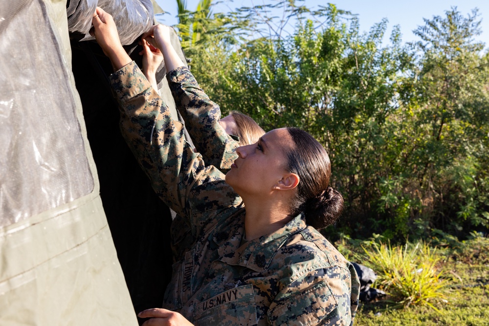 U.S. Marines and Sailors with II MEF engage in a medical and dental civil action program in The Bahamas