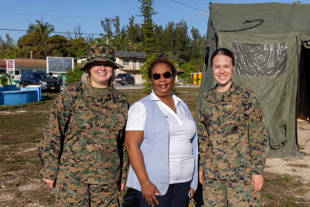 U.S. Marines and Sailors with II MEF engage in a medical and dental civil action program in The Bahamas