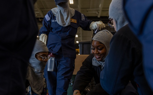 Abraham Lincoln conducts a general quarters drill