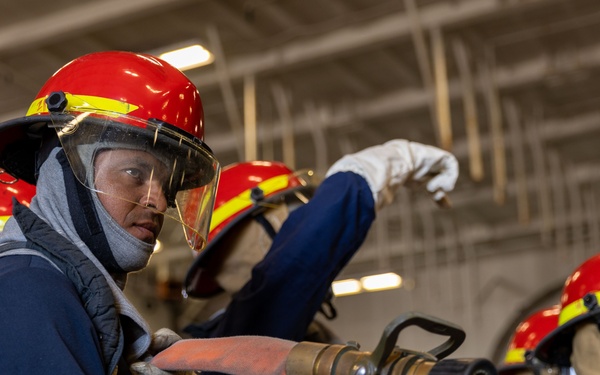 Abraham Lincoln conducts a general quarters drill