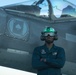 U.S. Marines with VMA-231 conduct maintenance on the AV-8B Harrier II