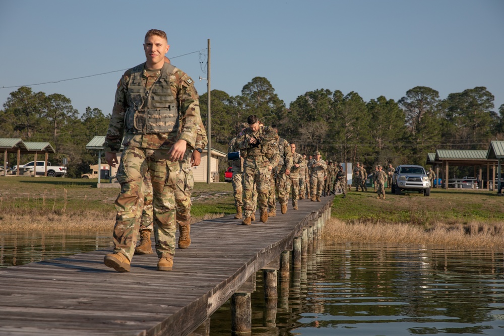 Walking into Water Survival Competition at Best Warrior 2025