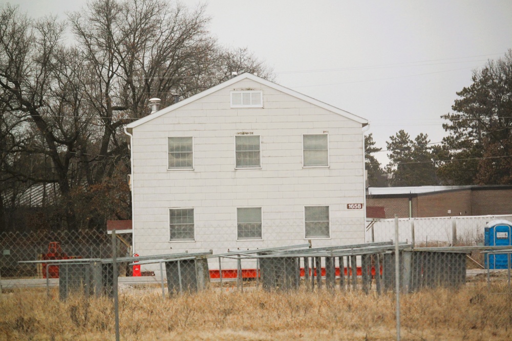 Contractors prepare third World War II-era barracks for relocation at Fort McCoy