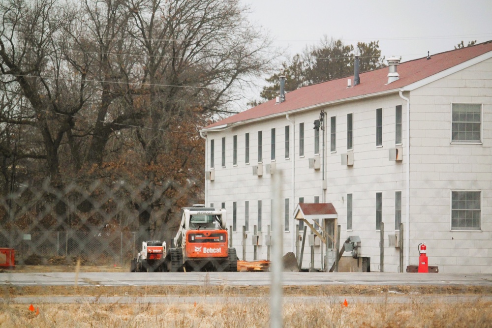 Contractors prepare third World War II-era barracks for relocation at Fort McCoy