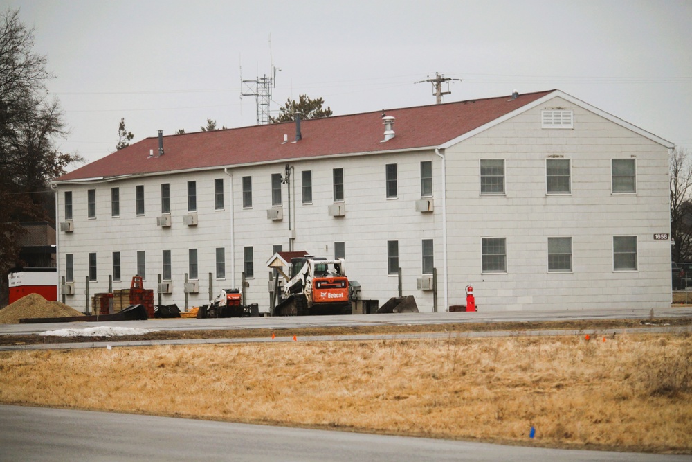 Contractors prepare third World War II-era barracks for relocation at Fort McCoy