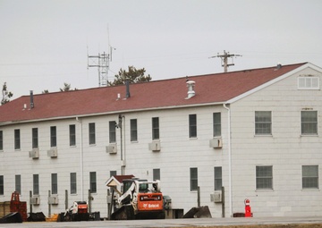 Contractors prepare third World War II-era barracks for relocation at Fort McCoy