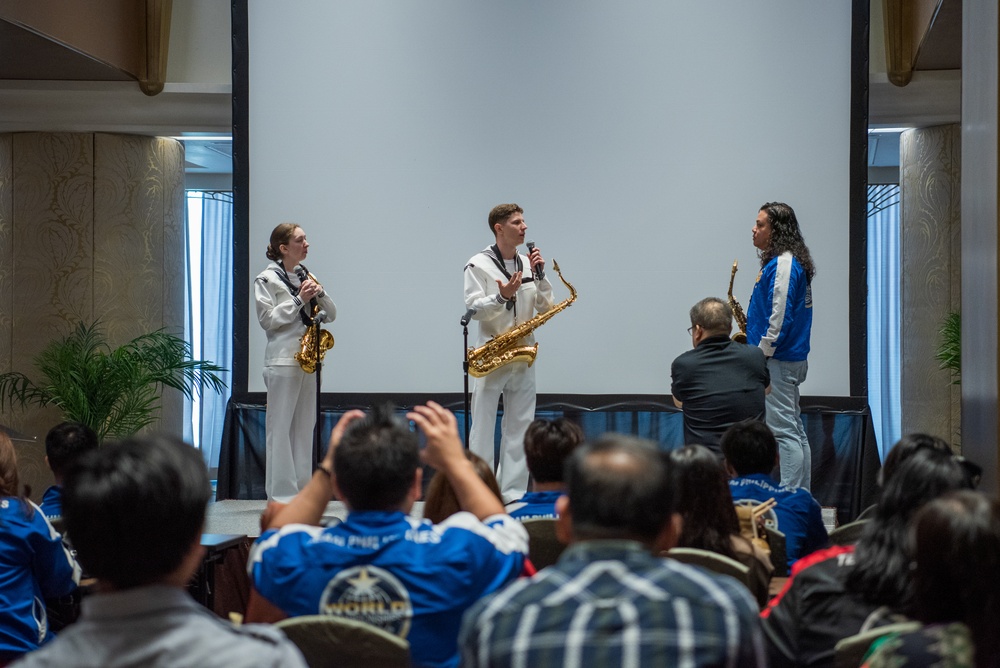 U.S. 7th Fleet Band holds a masterclass for the Academy of the Performing Arts in Manila