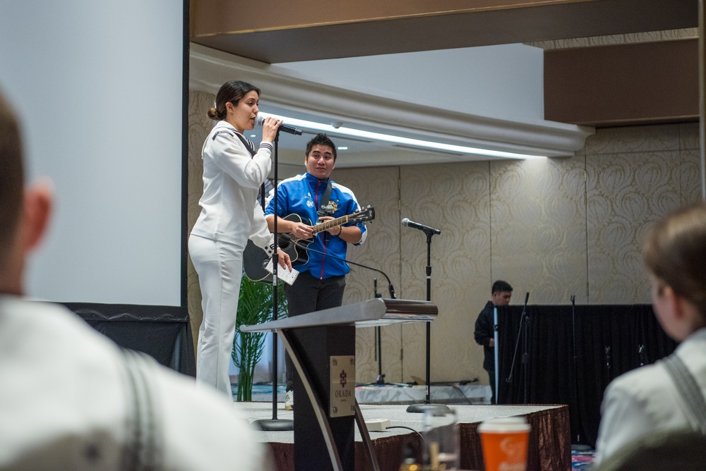 U.S. 7th Fleet Band holds a masterclass for the Academy of the Performing Arts in Manila