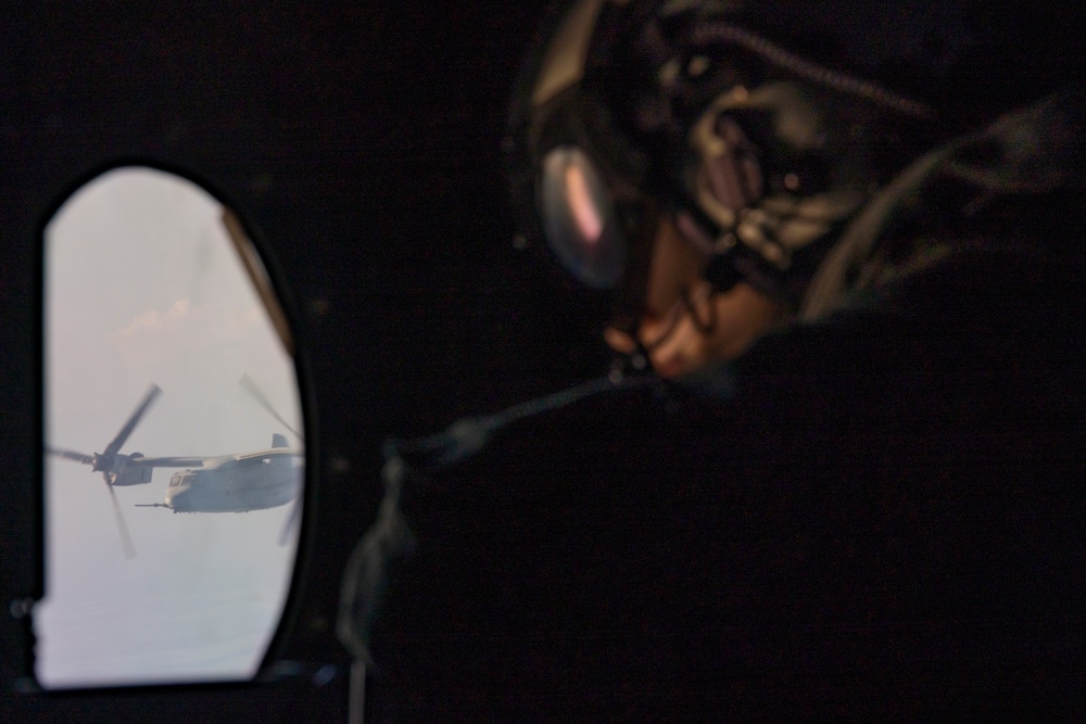 Iron Fist 25 | VMM-262 (Rein.) conducts Aerial Refuel of MV-22B Ospreys with C-130H