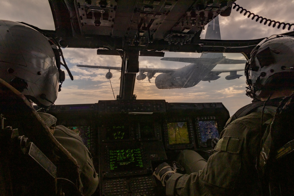 Iron Fist 25 | VMM-262 (Rein.) conducts Aerial Refuel of MV-22B Ospreys with C-130H