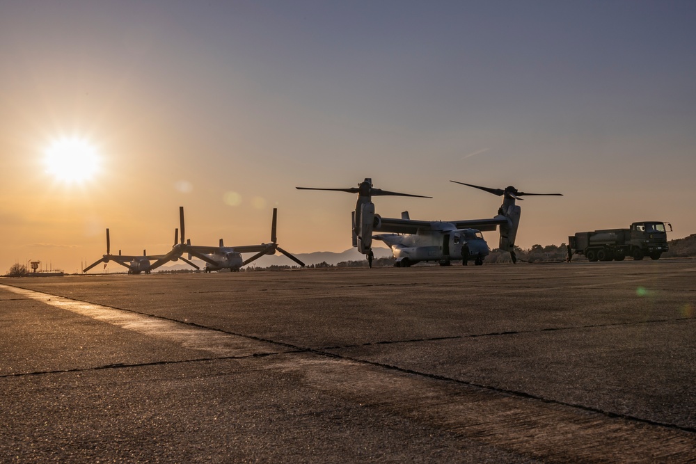 Iron Fist 25 | VMM-262 (Rein.) conducts Aerial Refuel of MV-22B Ospreys with C-130H