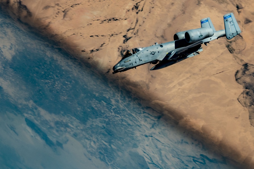 A-10 Thunderbolt II aircraft patrol skies over USCENTCOM AOR