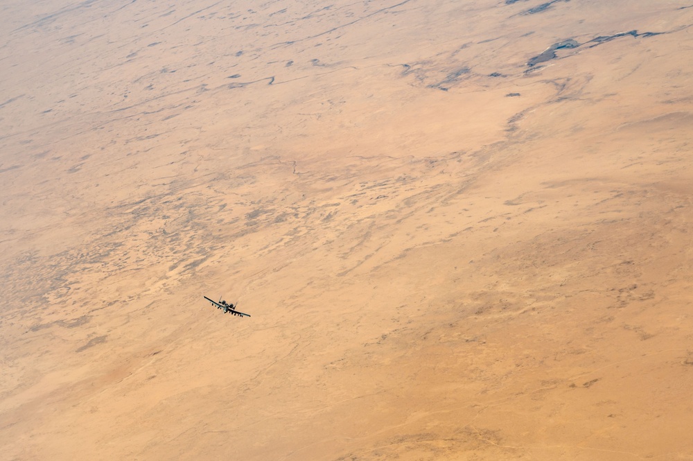 A-10 Thunderbolt II aircraft patrol skies over USCENTCOM AOR