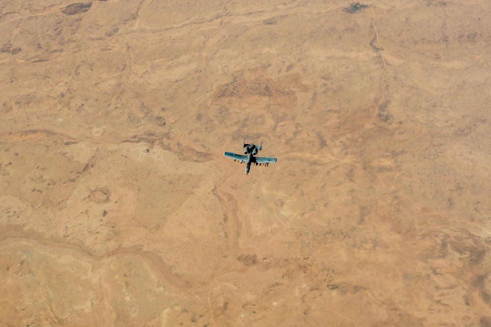 A-10 Thunderbolt II aircraft patrol skies over USCENTCOM AOR