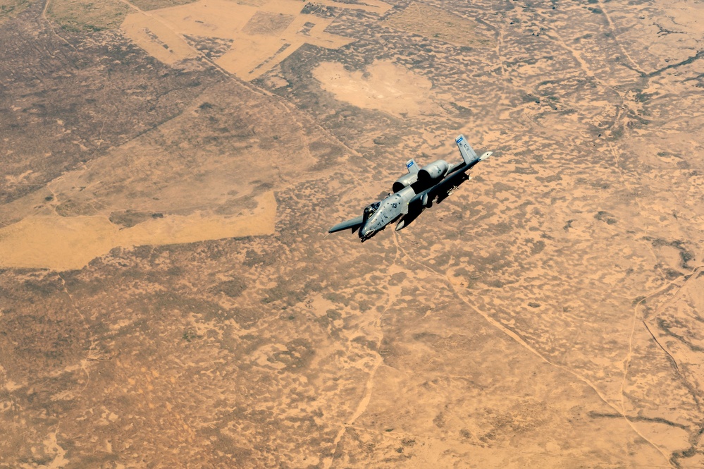 A-10 Thunderbolt II aircraft patrol skies over USCENTCOM AOR