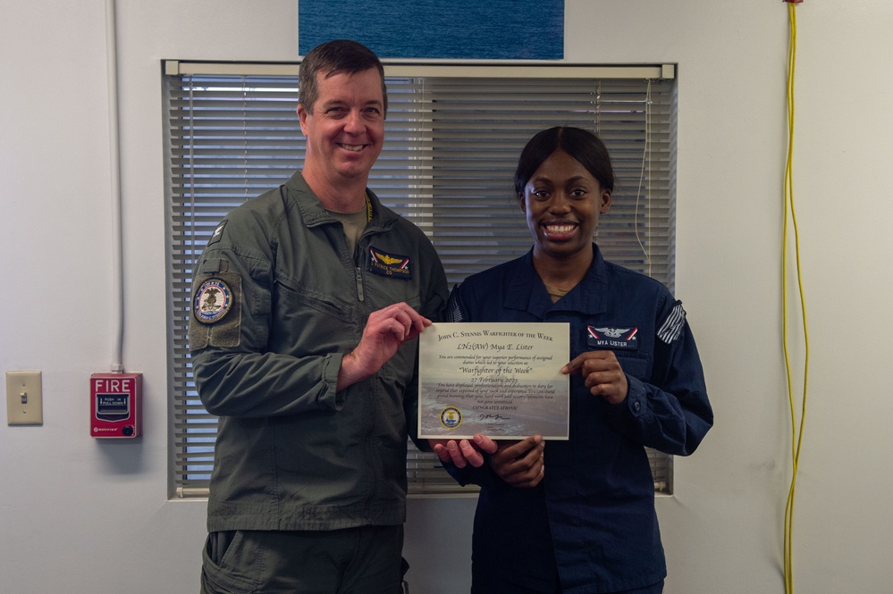 USS John C. Stennis (CVN 74) Sailor is Awarded Warfighter of the Week