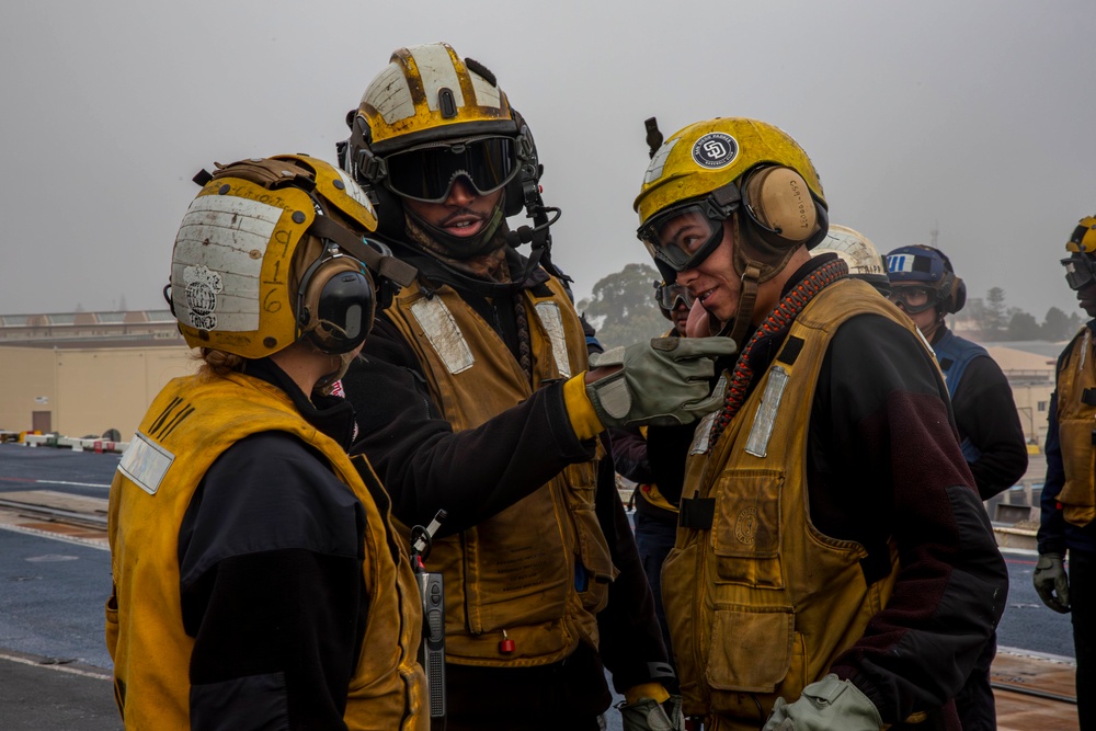 Abraham Lincoln conducts a flight deck drill