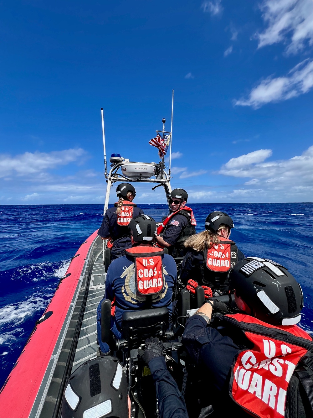 USCGC Myrtle Hazard (WPC 1139) crew conduct security boardings off Guam