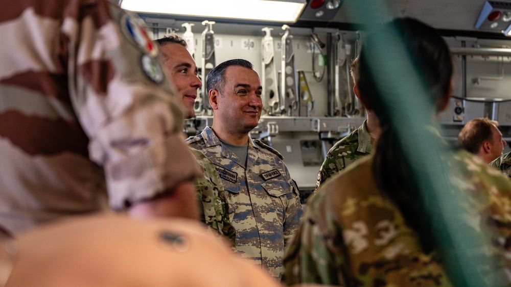 Combined Air Operation Center members attend a Pet the Jet event