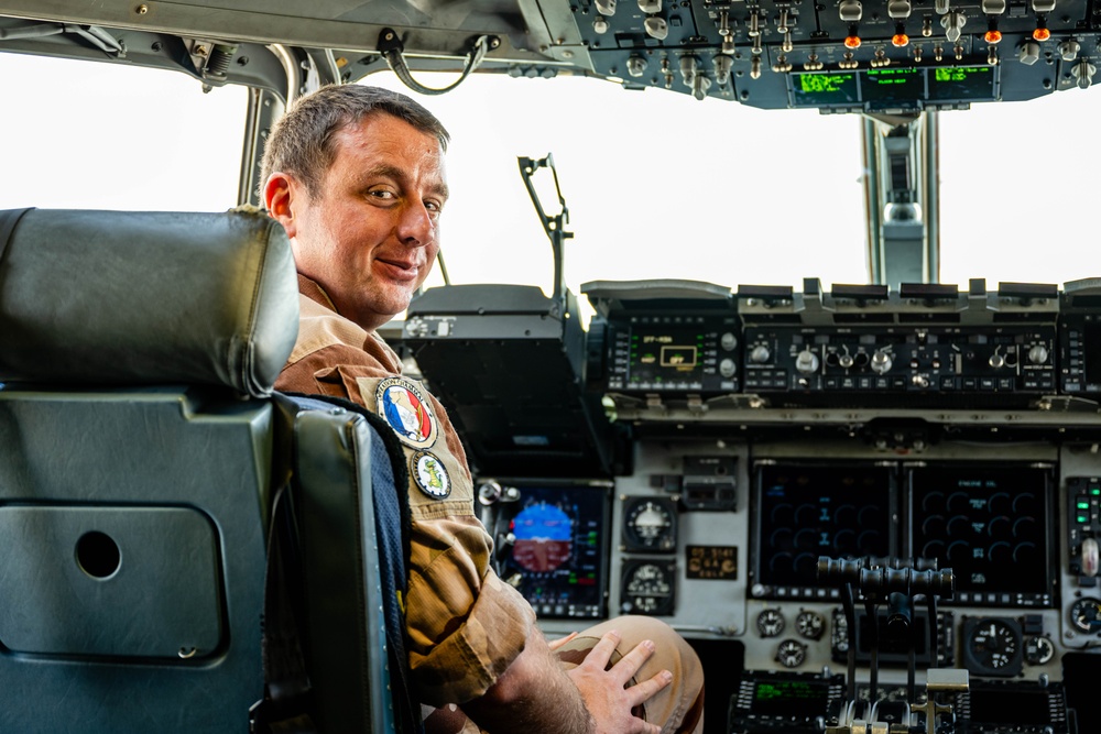 Combined Air Operation Center members attend a Pet the Jet event