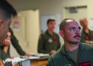 B-1B Lancers assigned to the 34th Expeditionary Bomb Squadron take off at Andersen AFB in support of BTF 25-1