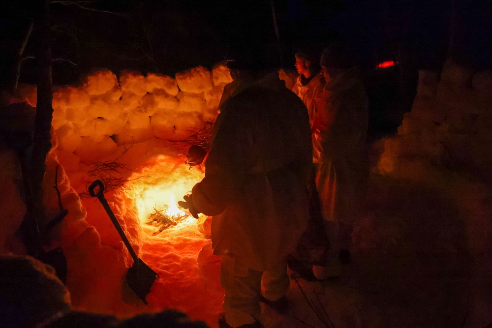 MLRS battalion Soldiers construct snow and ice shelters in Norway during exercise