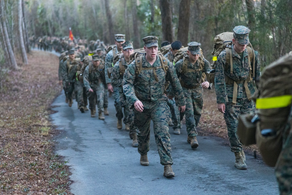 Headquarters and Service Battalion Conduct a 10km Hike