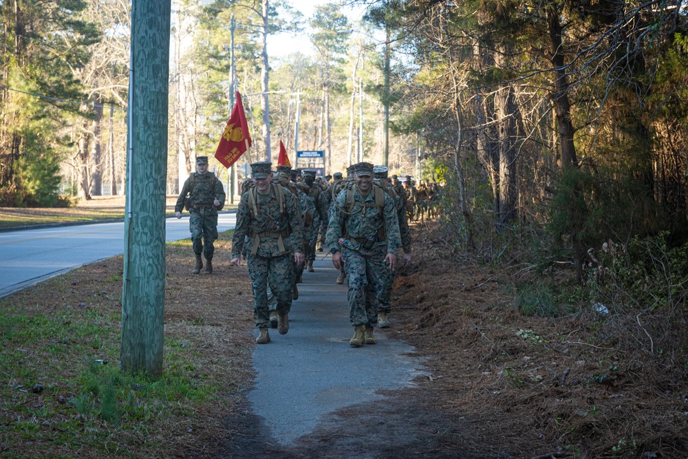 Headquarters and Service Battalion Conduct a 10km Hike