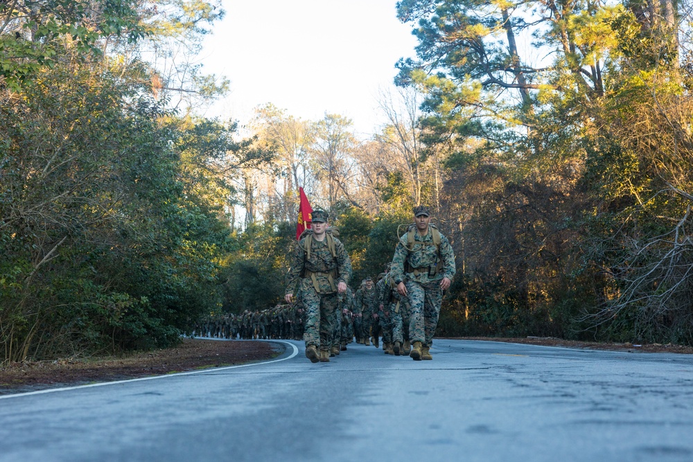 Headquarters and Service Battalion Conduct a 10km Hike
