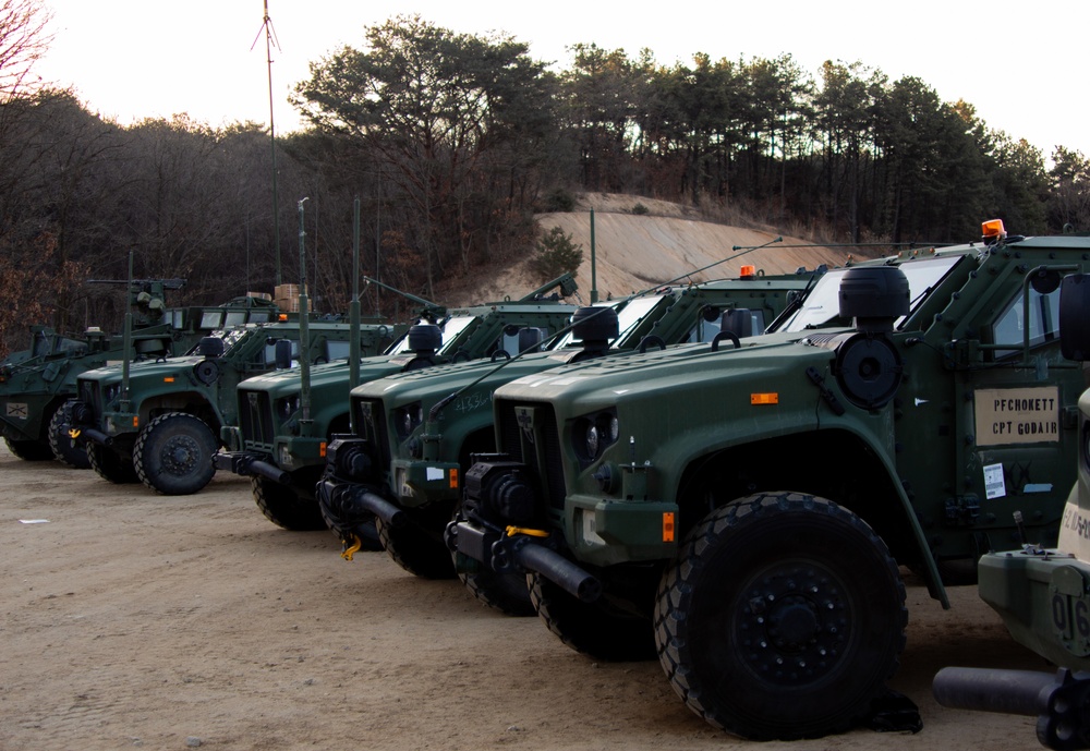 M1126 Strykers from the 23rd Infantry Regiment Poised for Tactical Deployment - CALFEX 2025