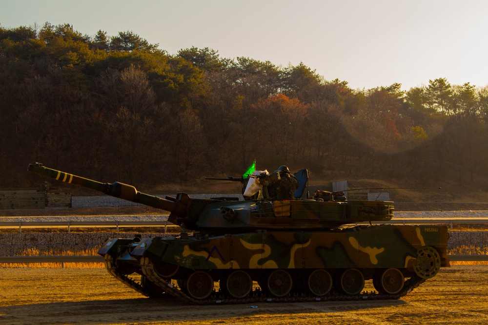 ROK Army Soldiers Position K1A2 Battle Tank at Staging Area - CALFEX 2025