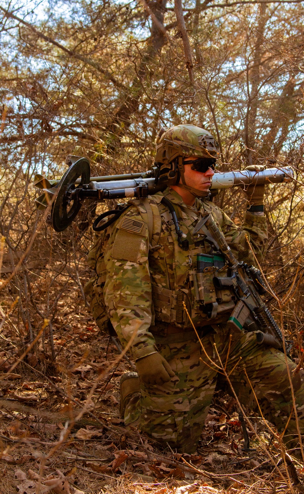 1-2 Stryker Brigade Mortar Crew Member Assesses Terrain to Identify Firing Positions - CALFEX 2025