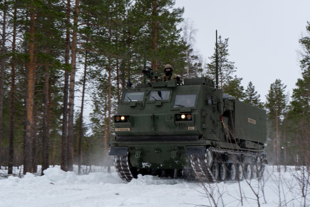 41st Field Artillery Brigade conducts platoon level fires training in the arctic during Joint Viking 25 in Norway