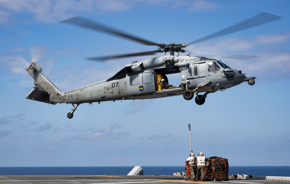 Vertical Replenishment aboard USS America (LHA 6)