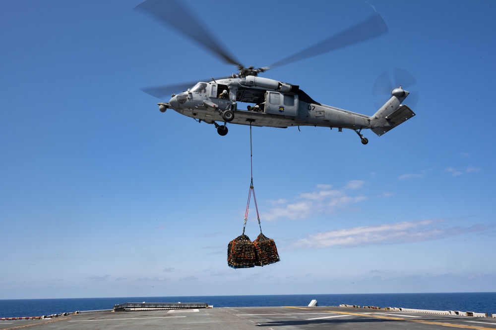 Vertical Replenishment aboard USS America (LHA 6)