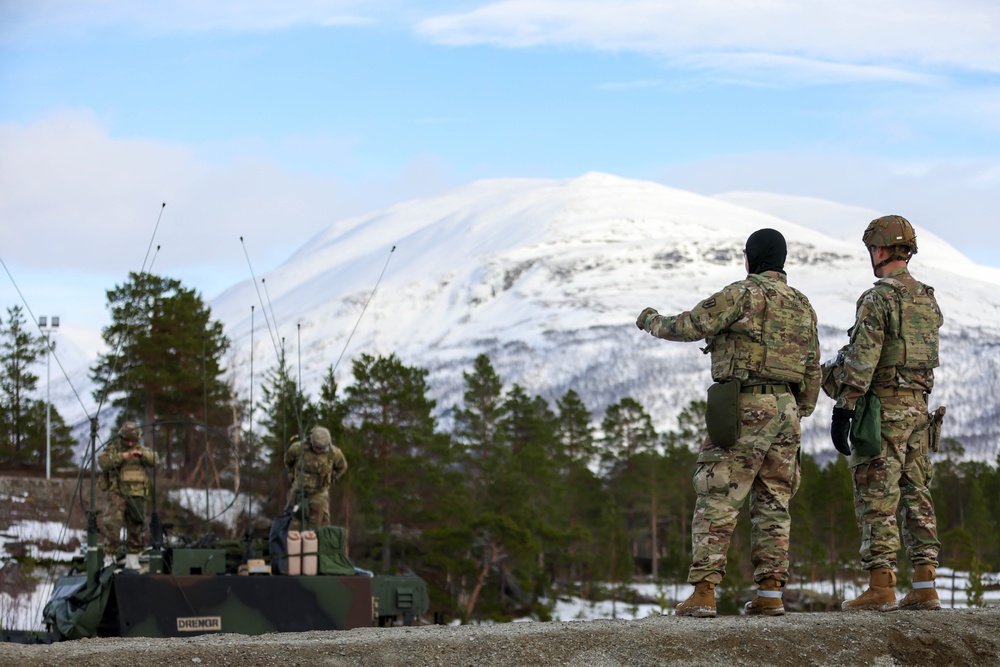 MLRS Soldiers establish a tactical action center in Norway during exercise