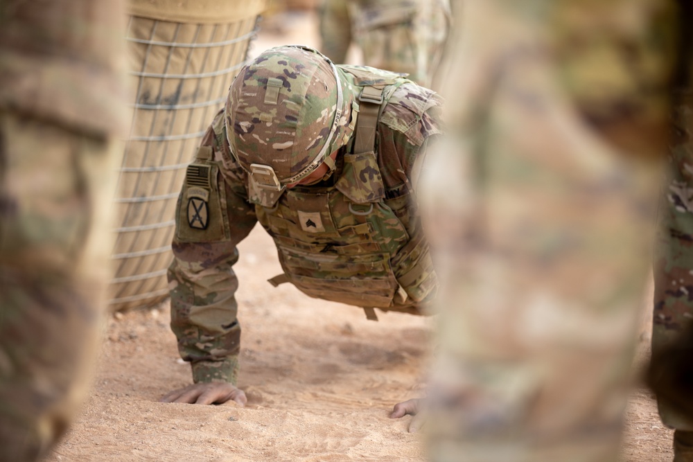 Soldier Powers Through 30 Dead-Stop Push-Ups After One-Mile Run in EPFA at Al Tanf Garrison