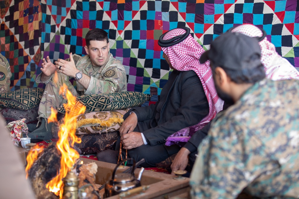 Syrian Free Army and Task Force Armadillo Engages with Bedouin Tribal Leader in Key Leader Meeting in the Deconfliction Zone, Syria