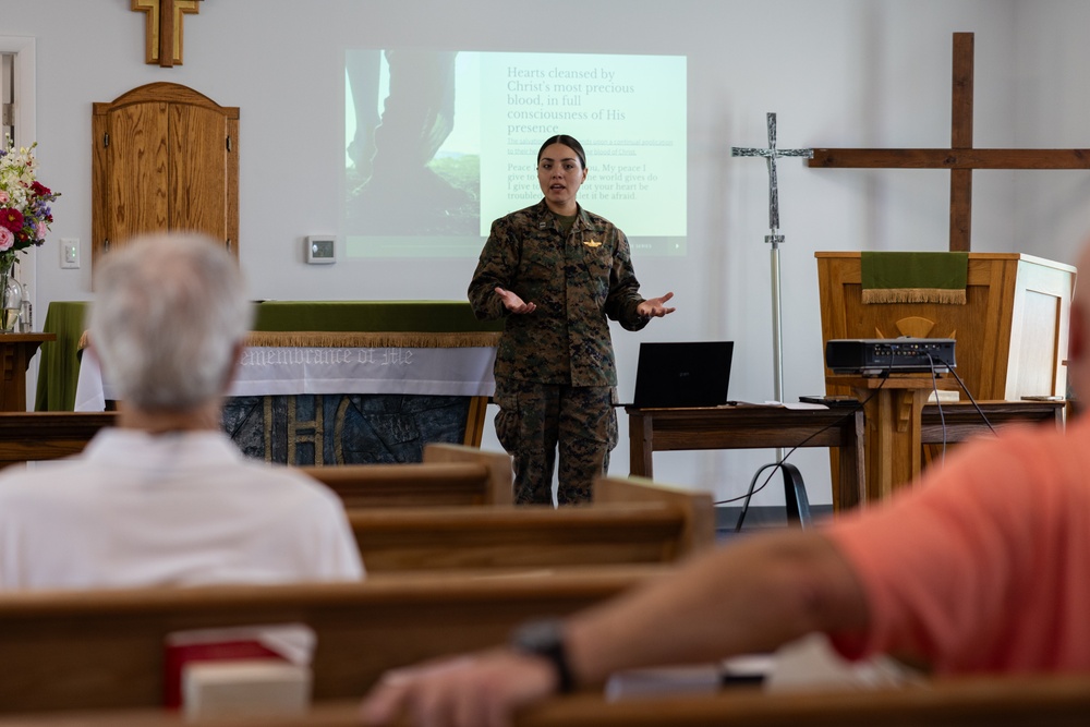 U.S. Navy Sailors with Marine Wing Support Squadron 272 provide religious services in the Bahamas