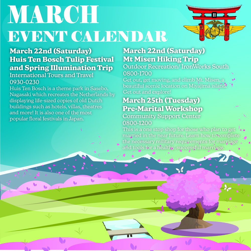 Marine Corps Air Station Iwakuni March 2025 Calendar