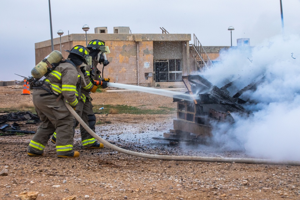 QRF, Firefighters, and EOD Conduct Joint Base Defense Exercise at AAAB