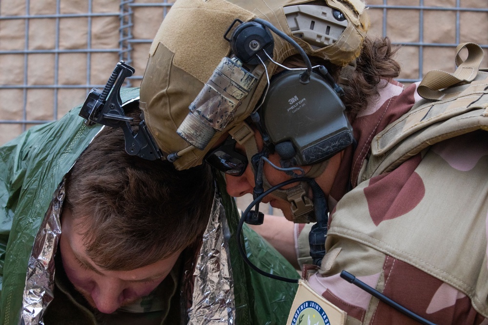 QRF, Firefighters, and EOD Conduct Joint Base Defense Exercise at AAAB