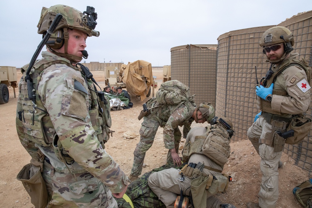 QRF, Firefighters, and EOD Conduct Joint Base Defense Exercise at AAAB